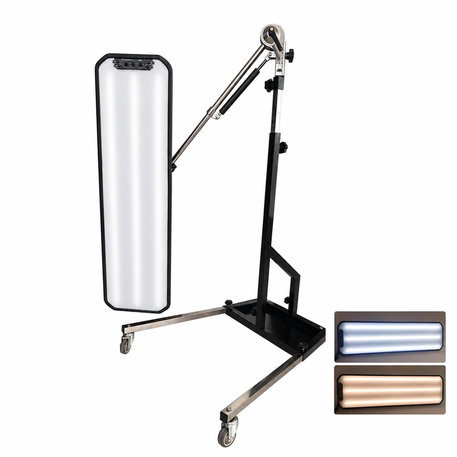 JIYINGHUI Automotive PDR Dent Detection Light Board, LED Paintless Dent Repair Tool with Adjustable Hydraulic Pole, Warm & Cool Light Modes, 72W DC 12V Black