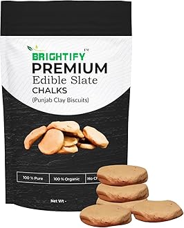 Brighty brightify Punjabi Mitti Clay Biscuit for Home Use 1kg | Eco-Friendly Edible Chalk Clay Biscuits for Art, Craft, Writing, Drawing, Diagrams, DIY & School Projects- Pack of 1, brown