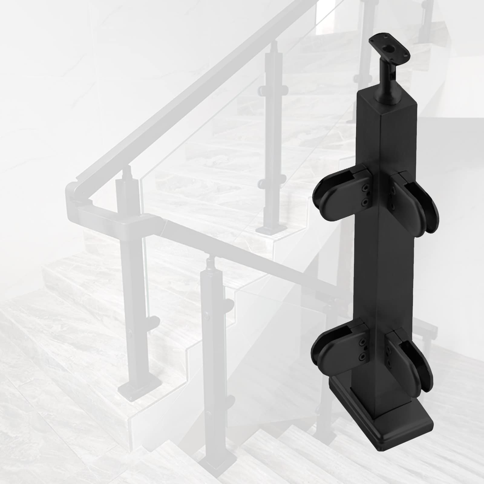 Pince de fixation noire pour garde-corps verre d'escalier