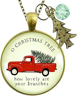 Gutsy Goodness Christmas Season Necklace Fun Novelty Holiday Vintage Style Theme Quote Pendant Handmade Jewelry 24" 36" Chain Gift Box