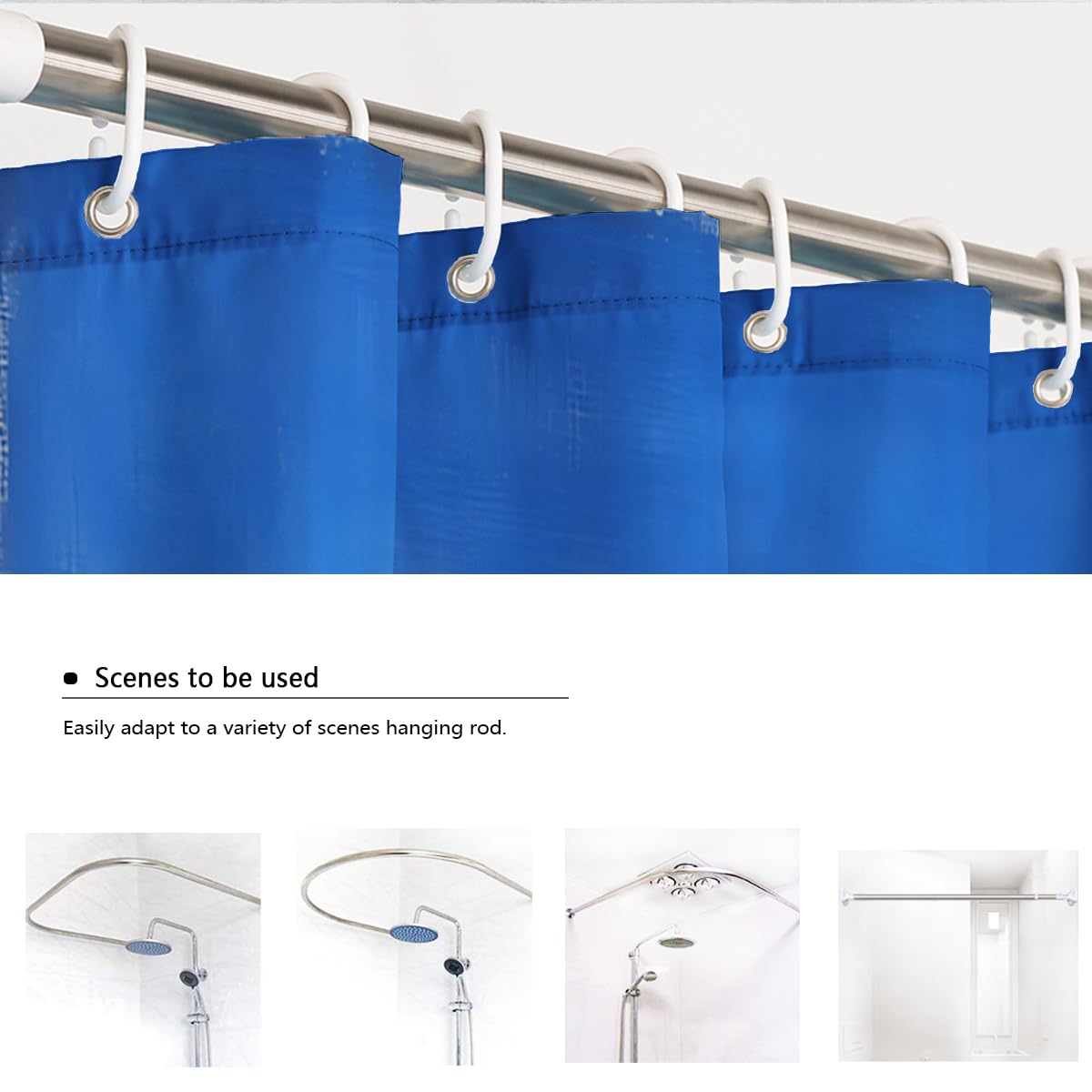 Ozeanblau-türkis-weißer Block-Duschvorhang Abstrakter mediterraner Farbstreifen Badezimmervorhänge mit Haken Polyesterstoff 200 x 240 cm