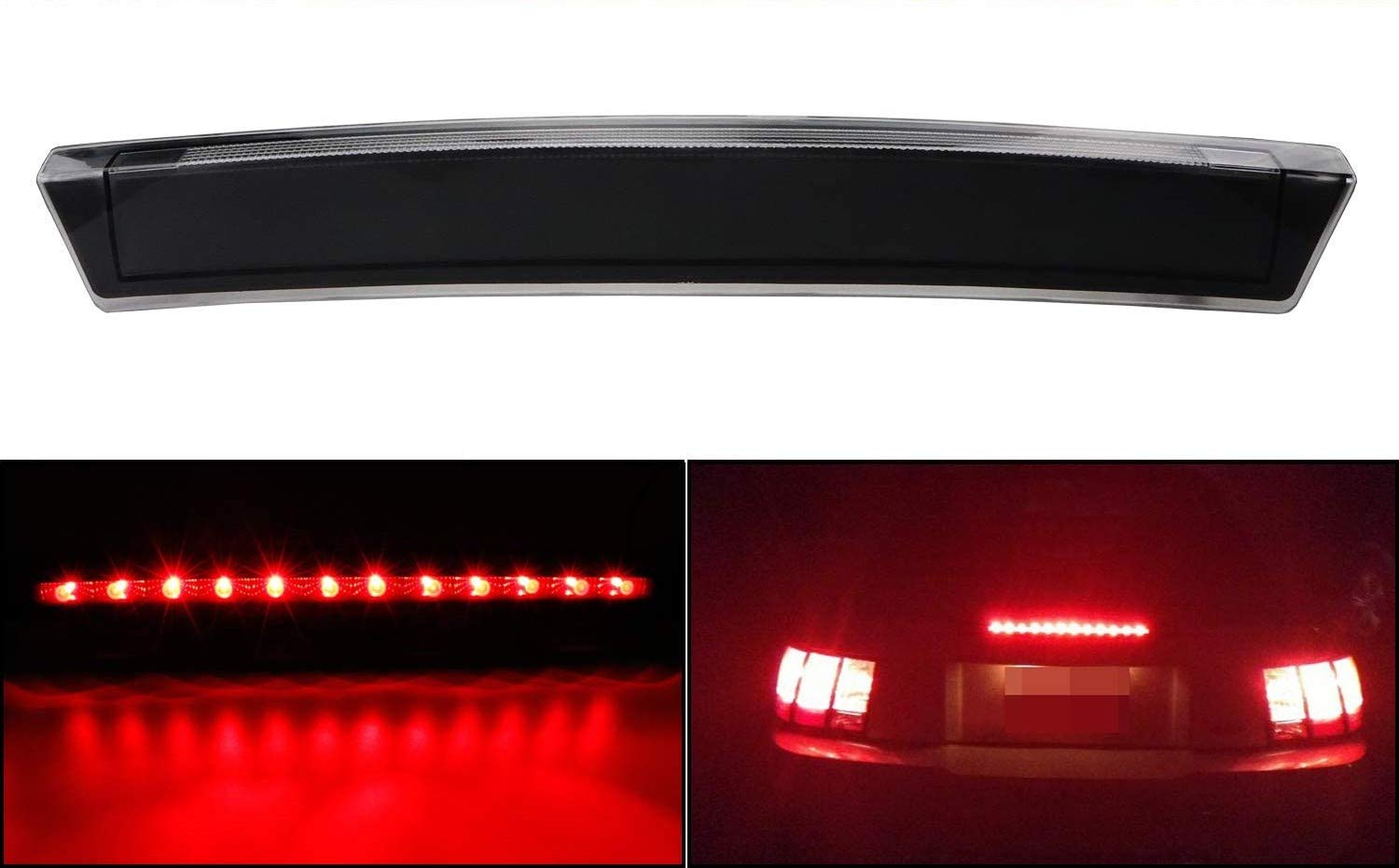 High Mount Stop Third Brake Light, Compatible with 1999-2004 Ford Mustang Third Center Cargo Rear LED 3rd Brake Light Bar Taillight (Smoke1)
