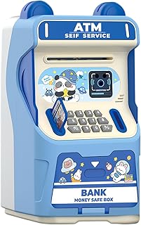 Kinder Geldautomat - Elektronisch Mit Musik Und Gesichtserkennung - Automatischer Geldautomat Mit Geldrollen,Für Bargeld Scheine Münzen Ab 3 Jahren Zuhause Lernen Geburtstag