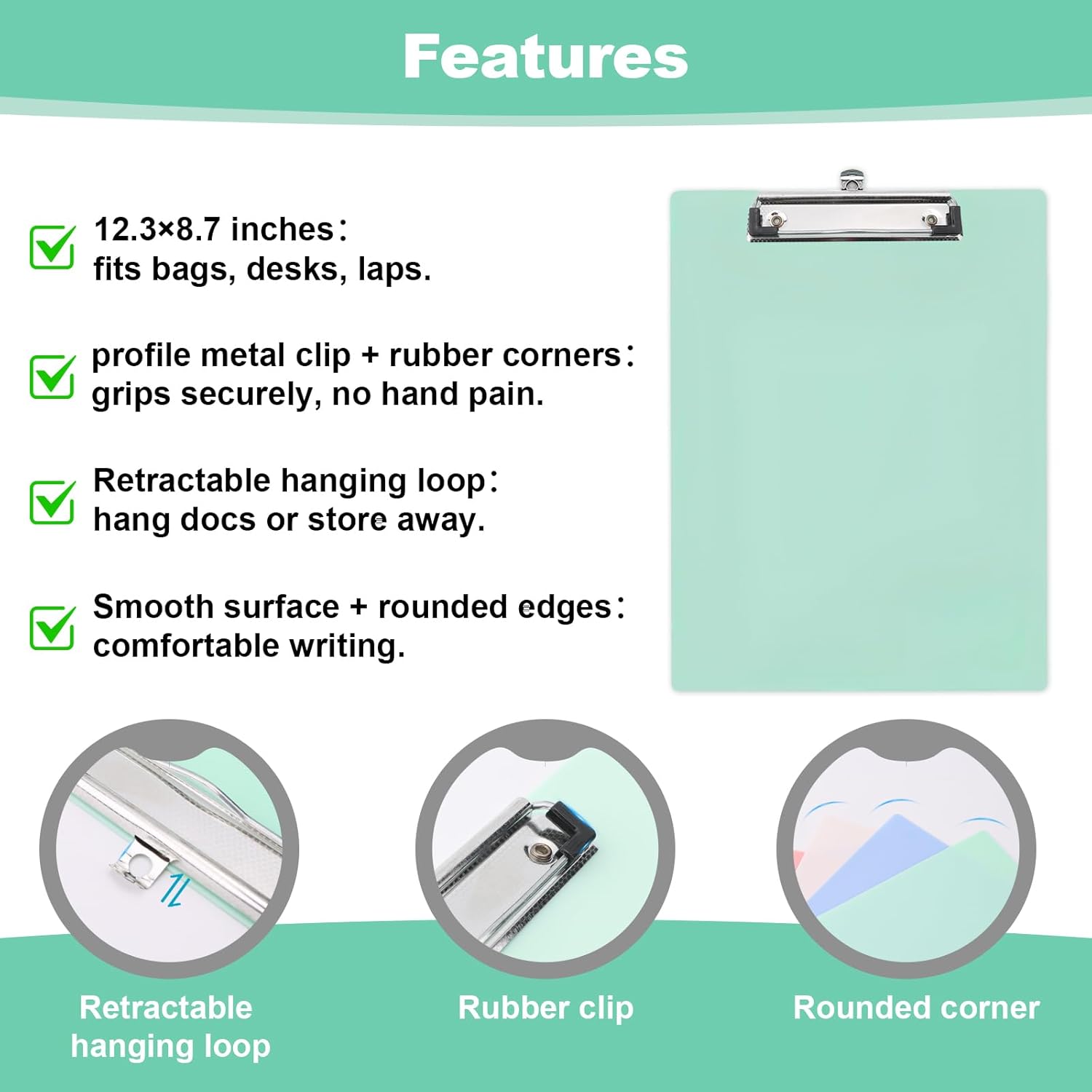 20 Pack Colored Plastic Clipboards, 12.5 x 9 in Waterproof Clipboards for Classroom & Office Use, Lightweight A4 Letter Size Clip Boards for Teachers, Students, Kids & Work