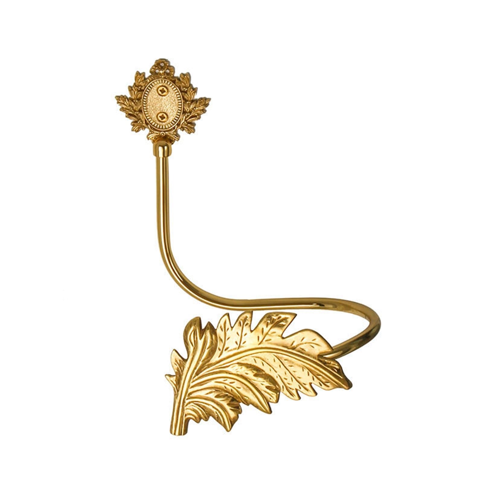 Brass Curtain Tieback Hook Creative Angel Wings Brass Pure Copper Curtain Hook Decorative Retro Wall(Leaf left)