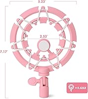 Vista 4 de YOUSHARES Soporte de choque rosa compatible con Razer Seiren Mini Micrófono Bloqueo avanzado de vibración de montaje en choque, soporte de brazo