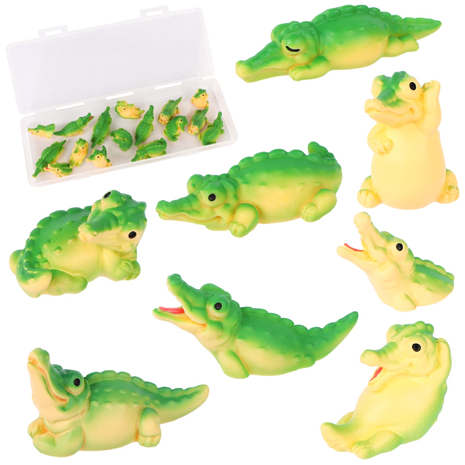 UHOMENY 16pcs Resin Animal Figure Set Cute Mini Green Decorative Sculptures Animal Ornaments Statues Cupcake Toppers for Garden Landscaping Aquariums Home Decor Cake DIY Crafts