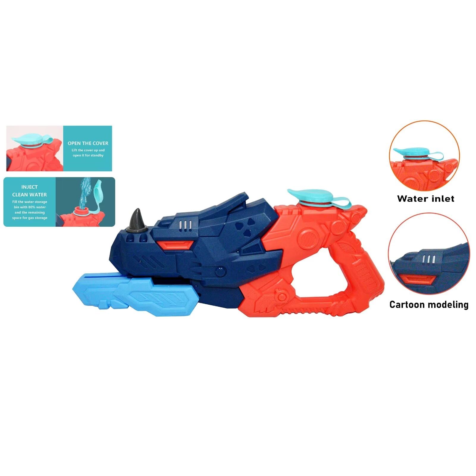 Fun Squirt Sea Dinosaur Guns Cool Water Gun Squirter Pistols Summer Swimming Pool Beach Party Favor Toys, Easy to Fill and Shoot for Outdoor Water Fighting Birthday Party