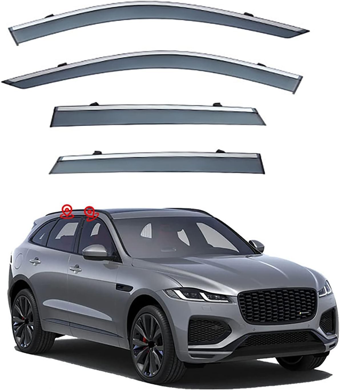 nwsplmy Wind Deflectors for Jaguar F-PACE MK1-X761 2016-2023, Rain Guards Window Visors, 4-Piece, Protects Against Fading & Cracks