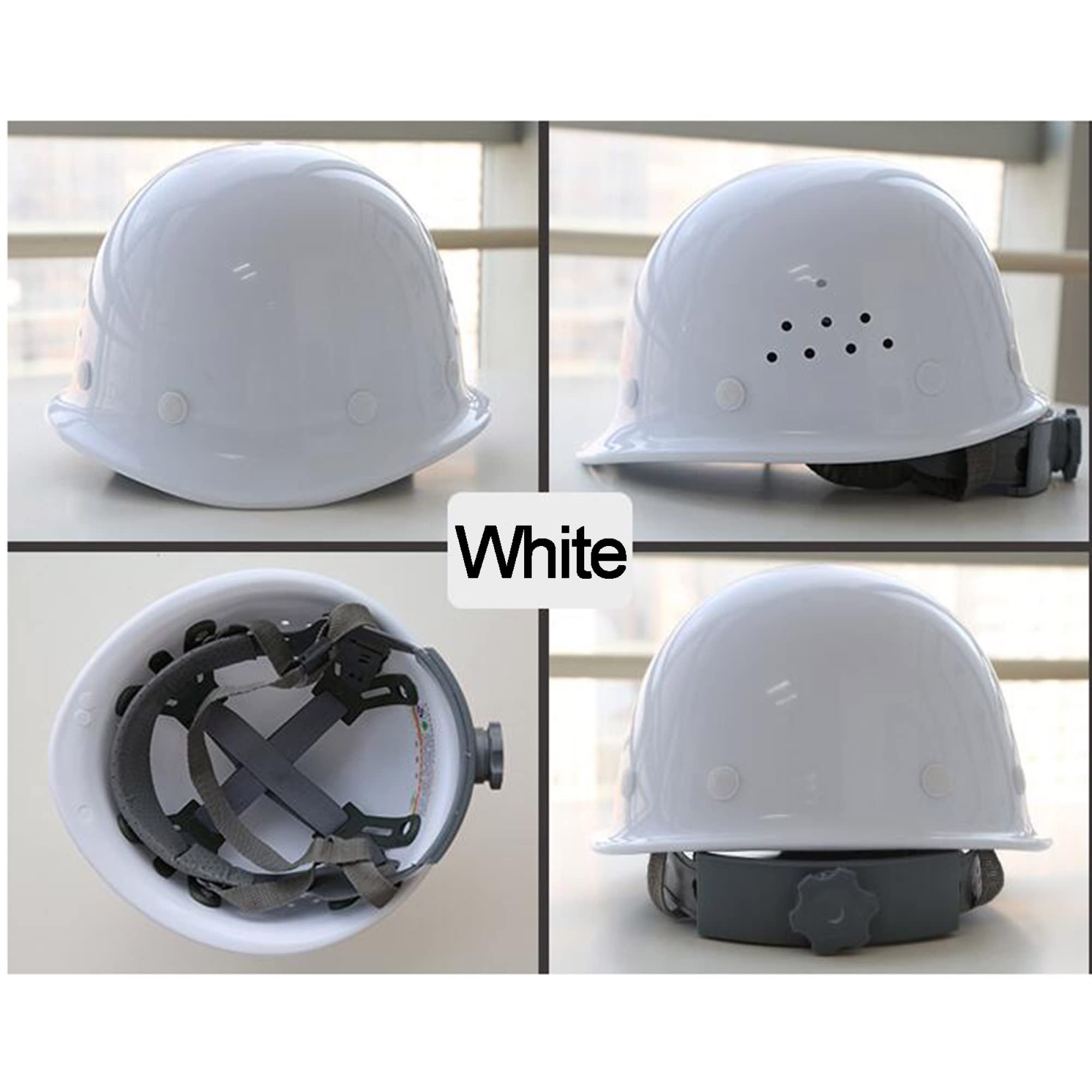 Casque de Sécurité Casque Frp Matériel 8 Points Casquette Doublée Casque de Sécurité Rigide Structure Casque, Ventilation Et Rotation Casquette Réglable, Protection Industri