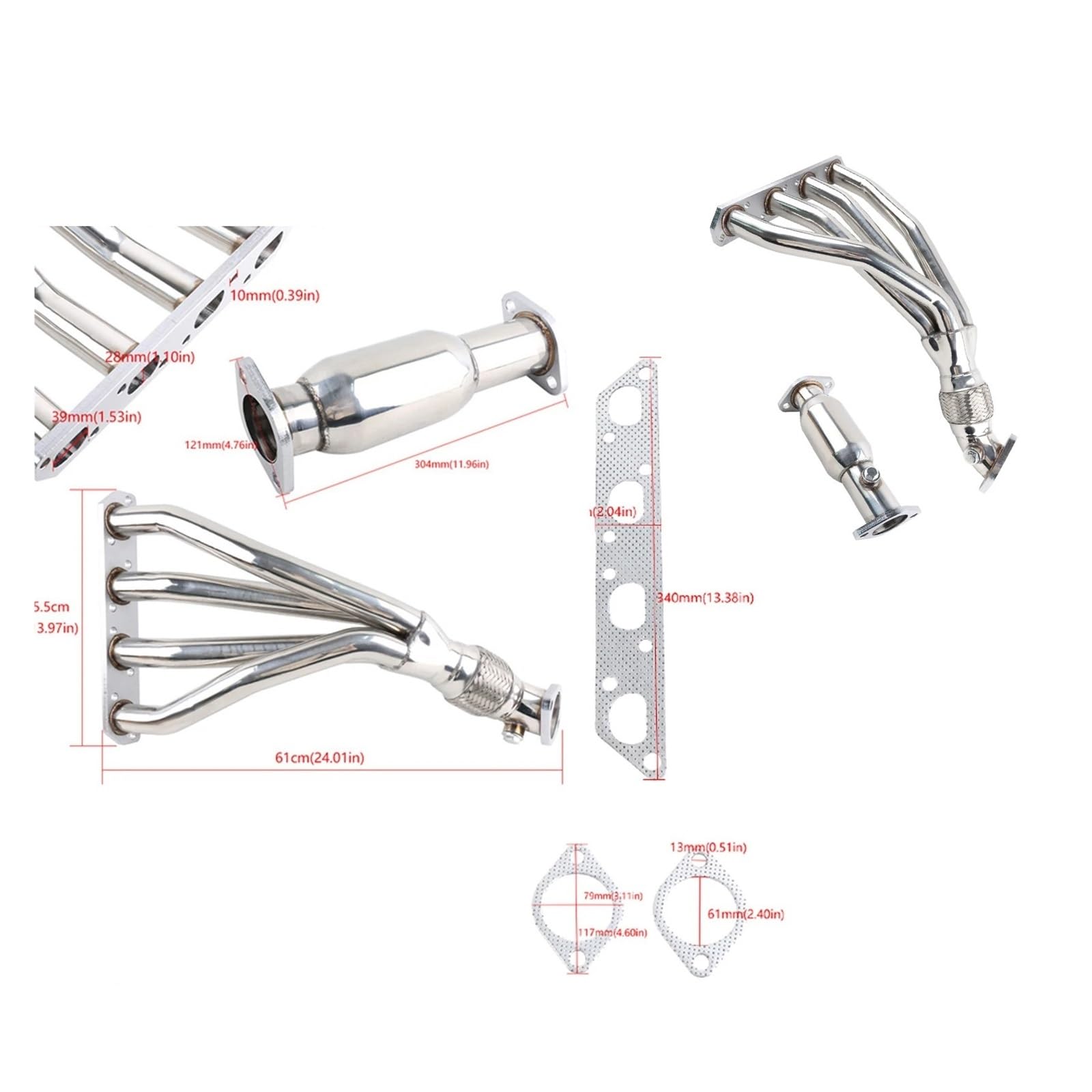 Xuanqingyi Store MT001133 Rura nagłówkowa 4-2-1 Kolektor wydechowy Sportowa rura Cat Kompatybilna z Mini Cooper Base S R50 R52 R53 1.6L