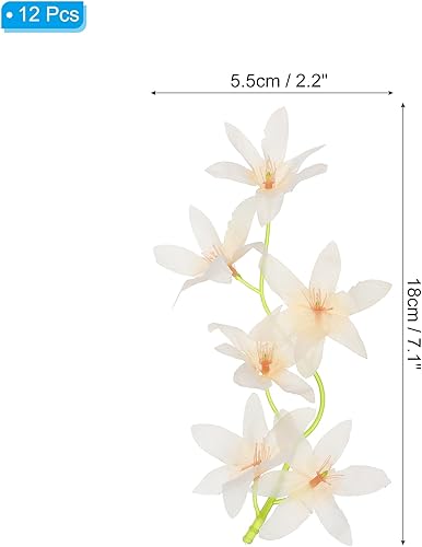 Miniatura 2 de PATIKIL Flor de orquídea artificial de 7 pulgadas, 12 velas flotantes de simulación de florero cilíndrico para decoración del hogar, boda, champán