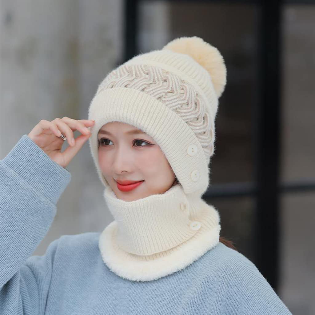 Motorcycle Face Cycling Full Face Hat Windproof Warm for Outdoor Sports Skiing White