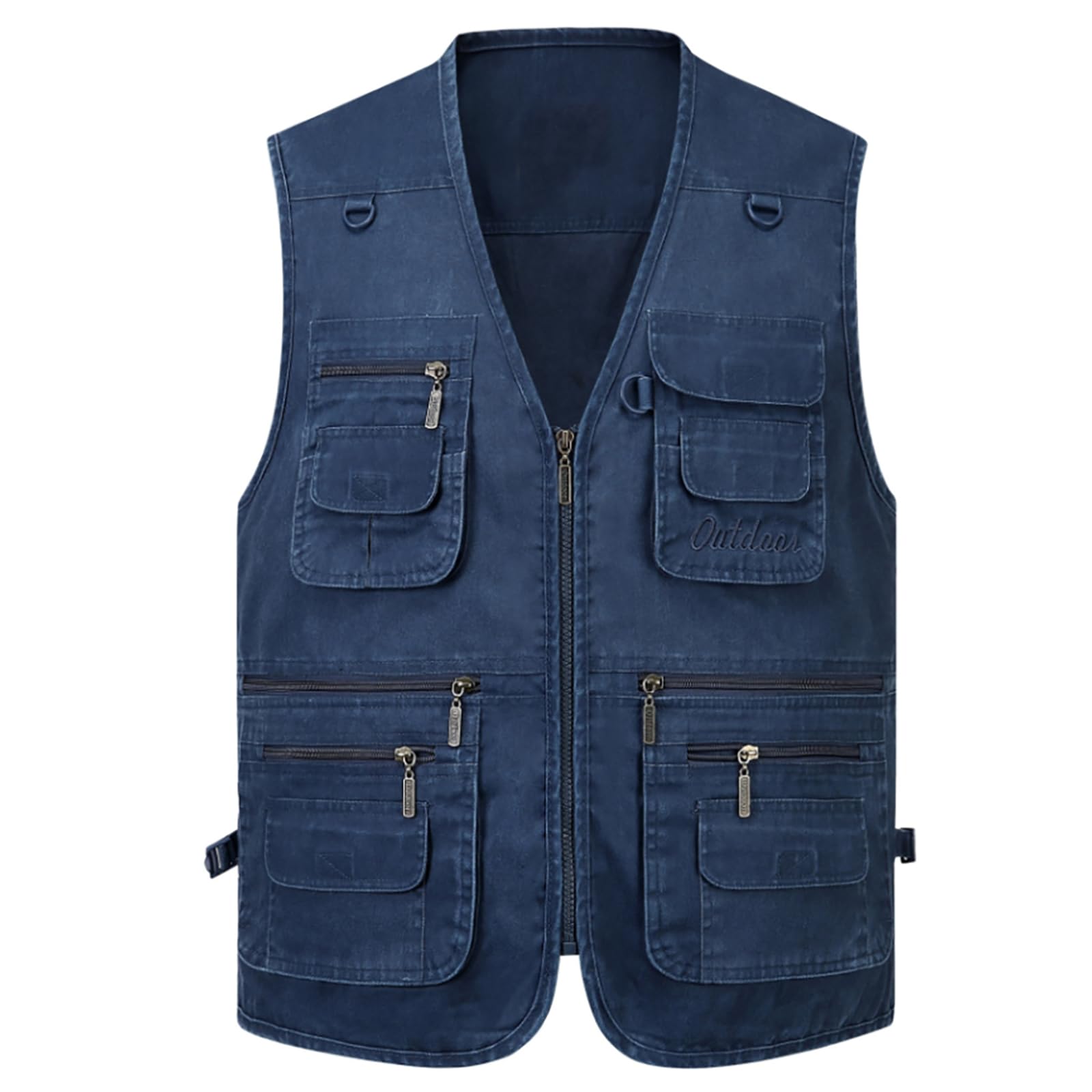 Gilet da Pesca Uomo Multi-Tasca Senza Maniche Giacche da Escursionismo Caccia(Size:l,Color:Blu)