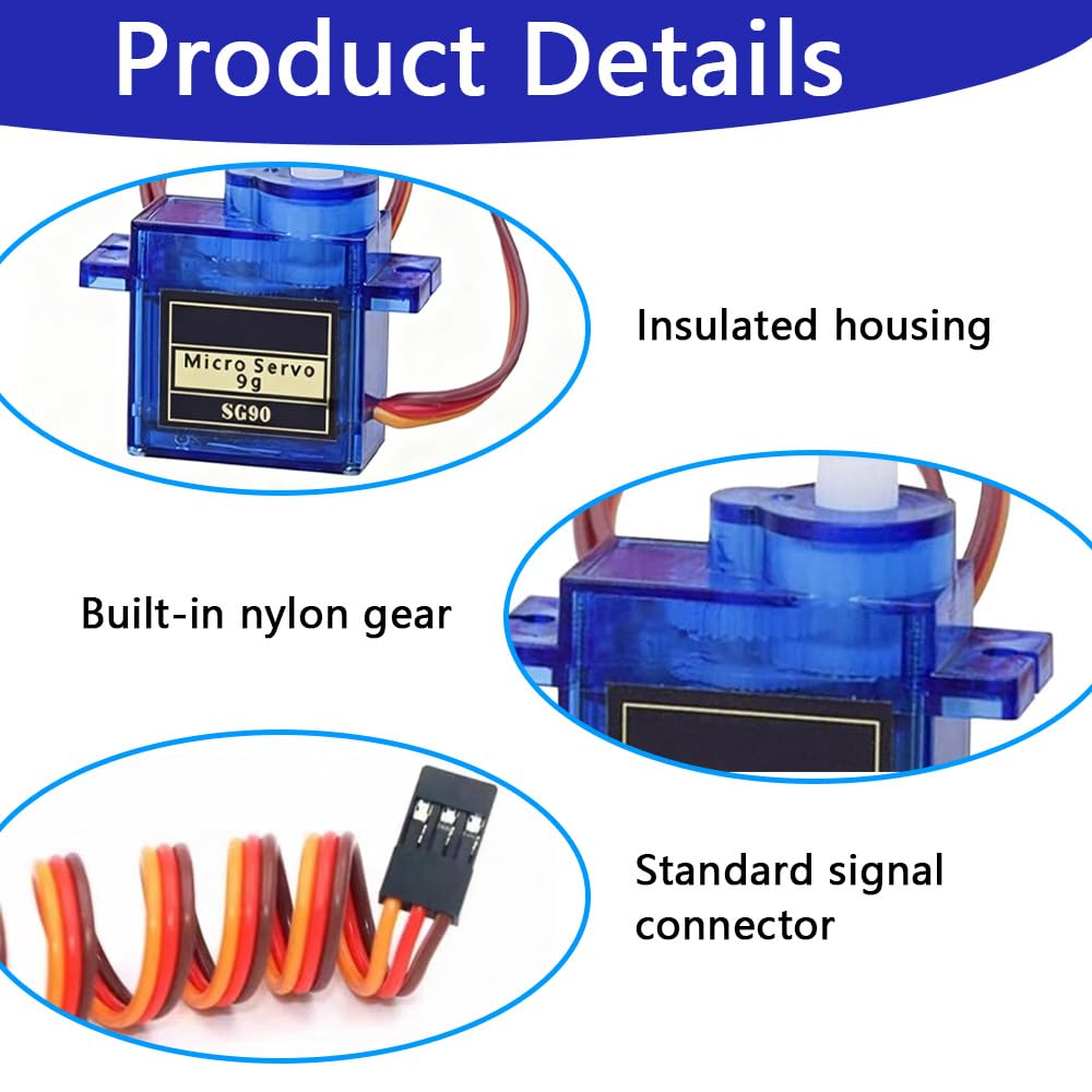 High-Precision SG90 Micro Servo Motor, Kit for RC Robots Cars, Drones, Compatible with Arduino - Image 3
