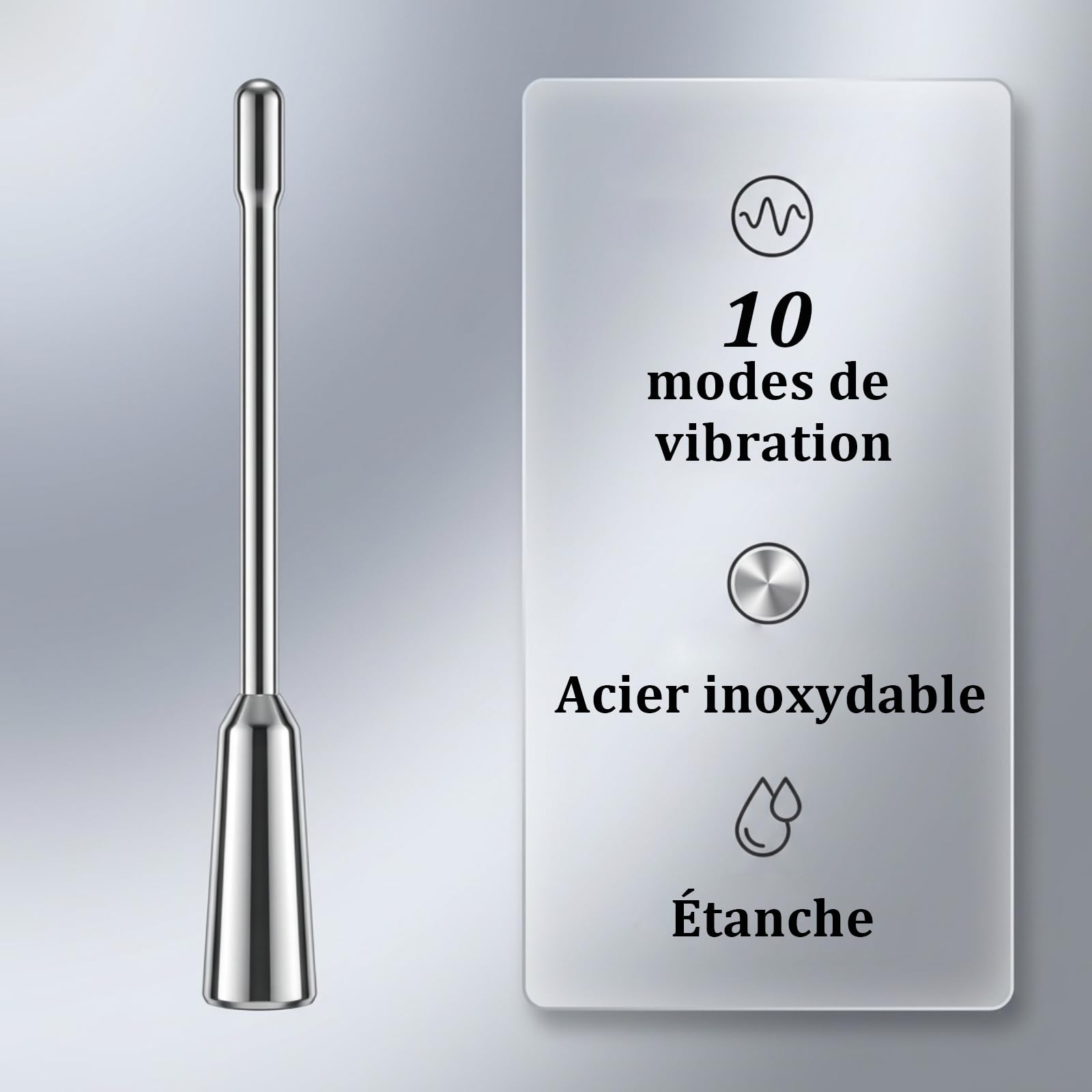 Vibromasseur Urétral Dilatateur Urétral Vibrant Masturbation Prostate Plug Uretre Vibromasseur Homme Dilatateurs Urétraux Électriques Penis en 10 Modes de Vibration Jouet Sexuelle pour Hommes, 8MM