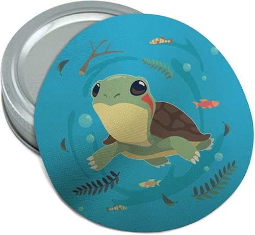 Linda tortuga nadando con peces redondo de goma antideslizante tarro agarrador tapa abridor