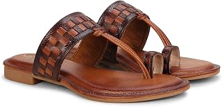 Mayuri Collection Women’s Kolhapuri Chappal Flats | Two-Tone Leatherette Ethnic Sandals with Toe Ring | Handmade Tradition... Price In India