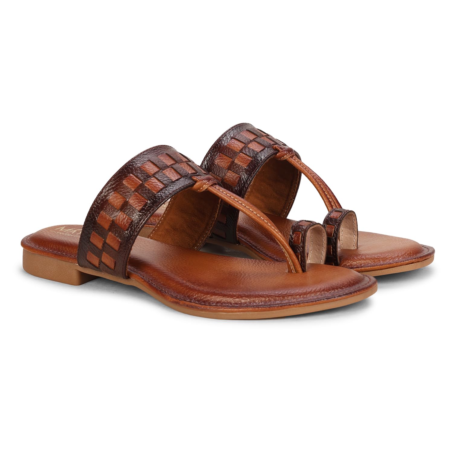 mayuri collection Women’s Kolhapuri Chappal Flats | Two-Tone Leatherette Ethnic Sandals with Toe Ring | Handmade Traditional Slip-On Slippers, Comfortable Ladies Footwear-picture-37