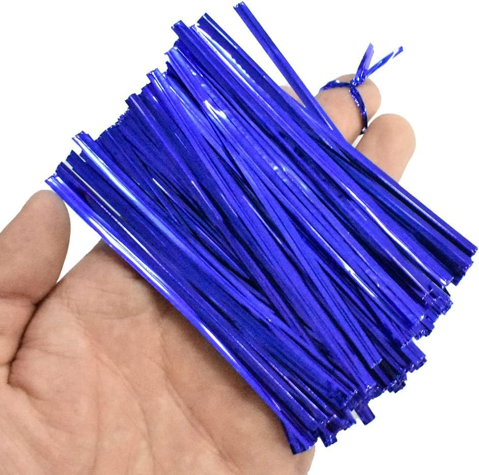 Cake Decor Metallic Blue Twist Ties Wire for Cake Pops, Chocolate, Wrapping Gift, Candy & Cone Sealing (Pack of 400)