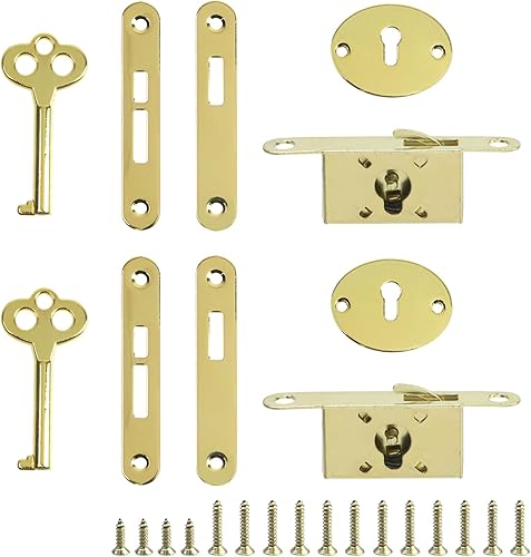 T Tulead Cerraduras de caja de madera con cerradura de caja de joyerĂa, cerradura de ojo de cerradura dorada, cerraduras para muebles, juego de 2 T Tulead Cerraduras de caja de madera con cerradura de caja de joyerĂa, cerradura de ojo de cerradura dorada, cerraduras para muebles, juego de 2