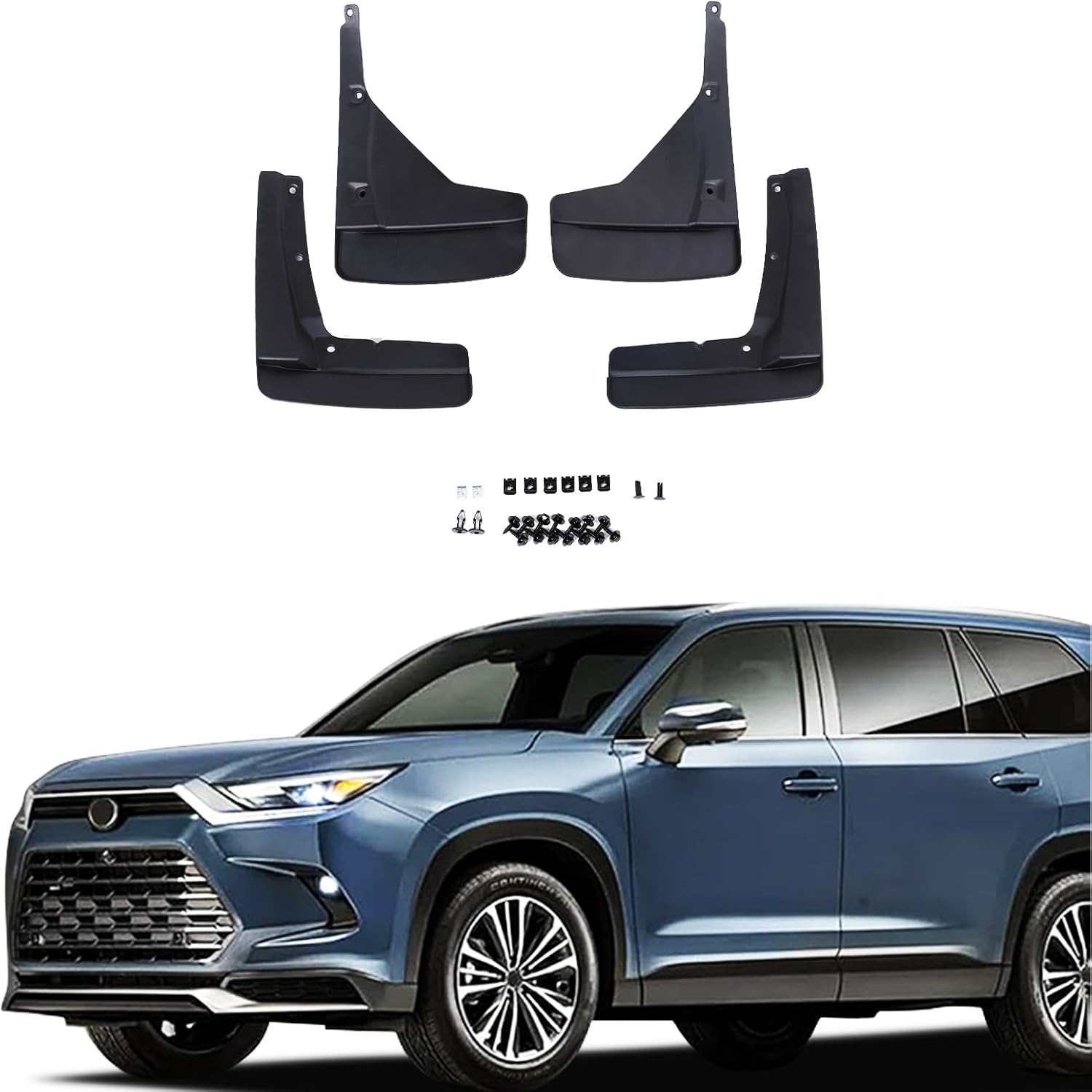 PIUGILH Mud Flaps Splash Guards Compatible with Toyota Grand Highlander 2024 2025, 4PCS Front & Rear Side Wheel Fender Cover Mudguards Mudflaps Exterior Accessories