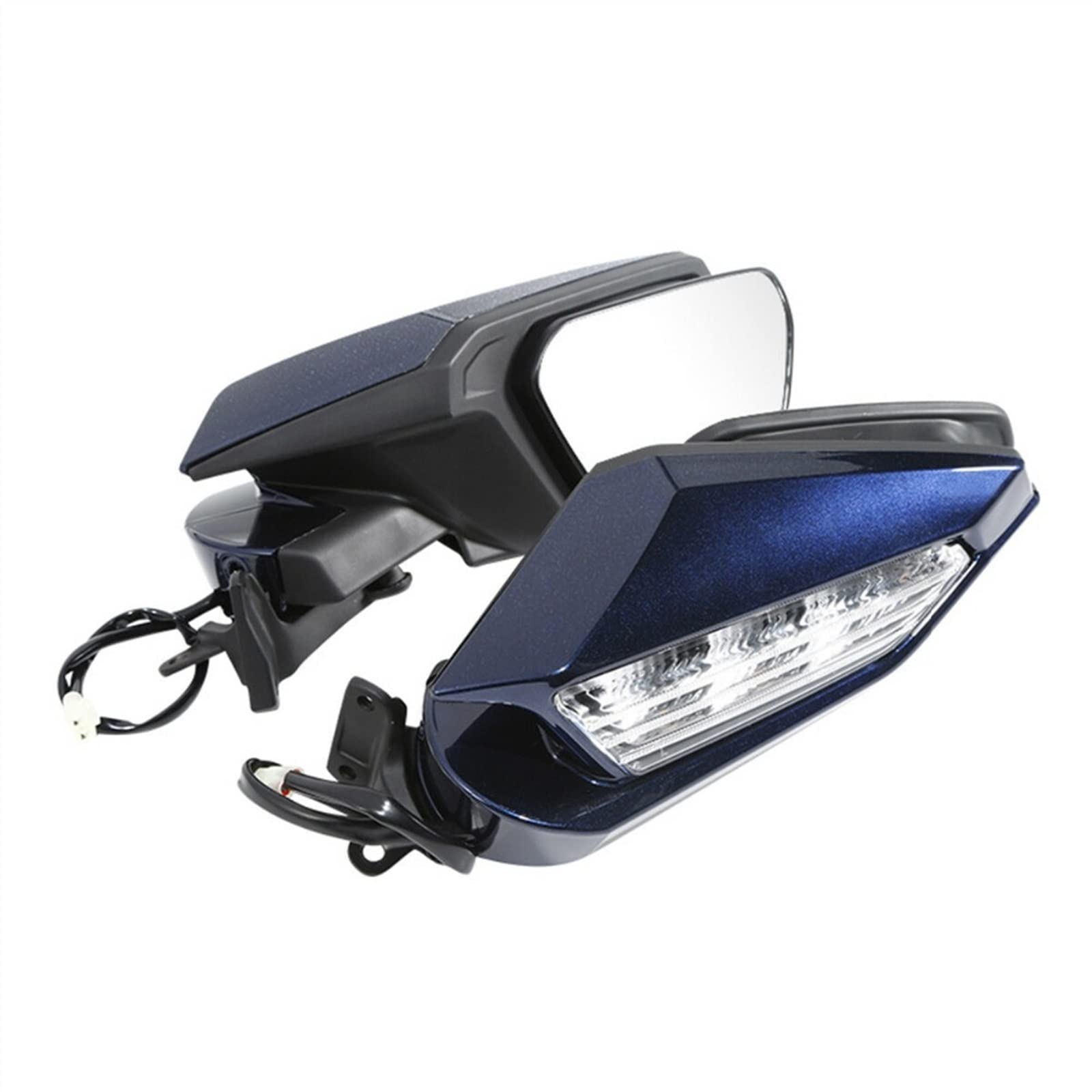 Rétroviseur Rétroviseur De Moto Lentille De Signal Lumineux LED pour Honda Goldwing GL1800 GL 1800 2018-2022 2019 2021 Blanc/Bleu/Noir Mat (Color : Blau)