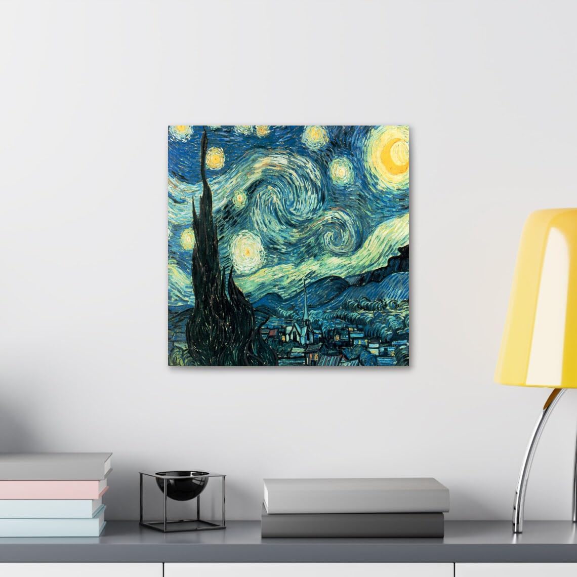 GADGETS WRAP Canvas Gallery Wrap Framed for Home Office Studio Living Room Decoration (10x10inch) - Starry Night Van Gogh