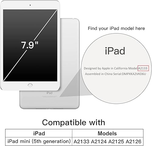 Vista 2 de JETech Funda para iPad mini 5 (modelo 2019 5ª generación), cubierta inteligente con apagado automático/encendido (negro)