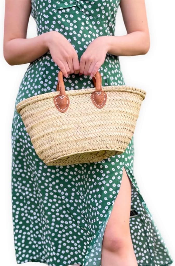 French Basket, Small Straw Bag for Bridal Party, Wedding Tote, Bridesmaid Gift, Wicker Basket with Handle, Handmade Decor