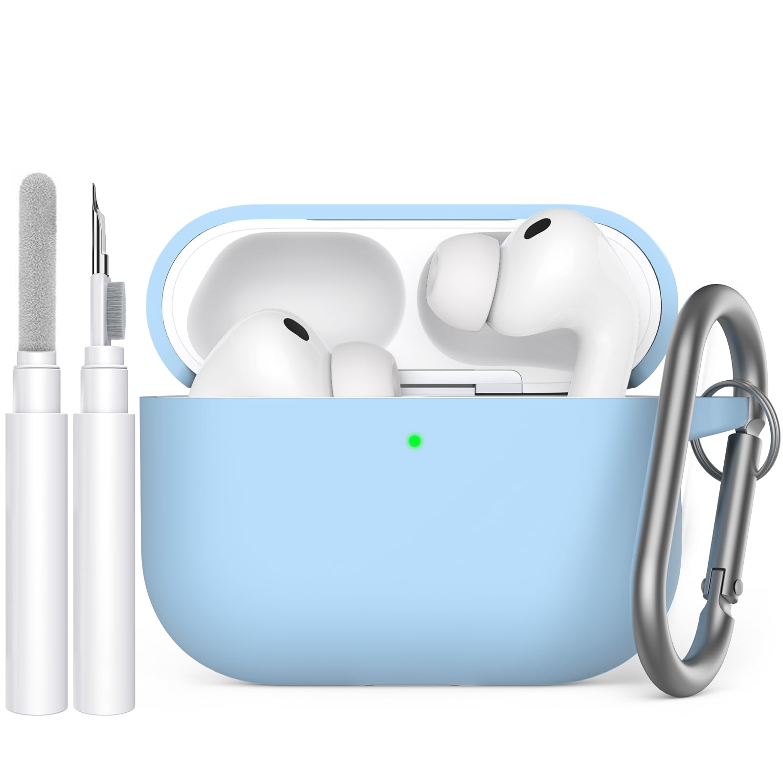 AhaStyle Hülle für AirPods Pro 3 (2025) Mit Reinigungsstift Weiche Silikon AirPods Pro 3. Generation Case [Mit Karabiner und Handschlaufe] Vollständige Stoßfeste Schutzhülle für Apple AirPods Pro 3