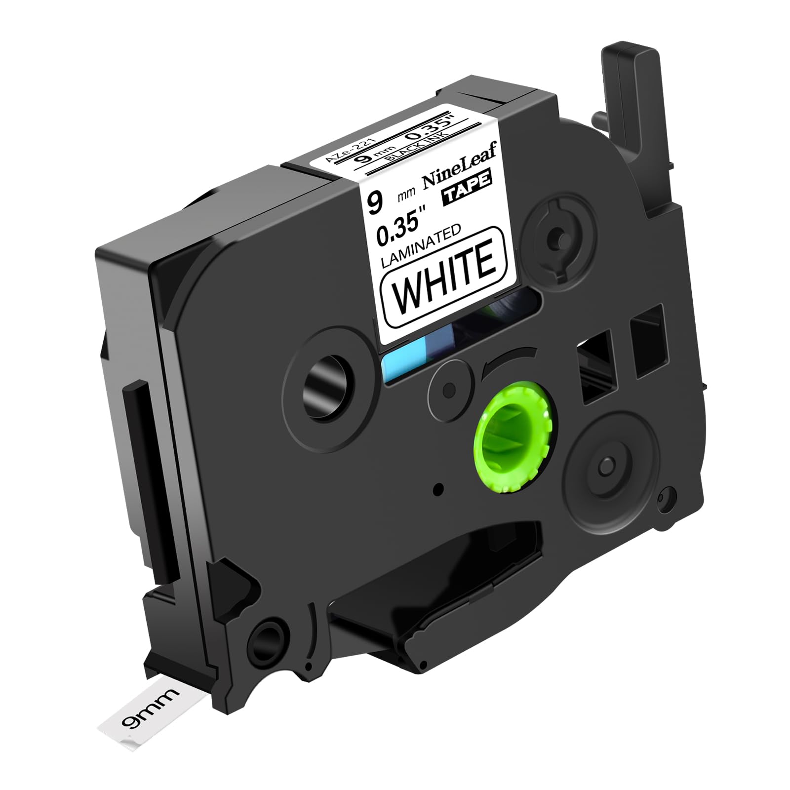 NineLeaf 1PK Compatible for Brother 3/8'' Black on White TZe221 TZe-221 TZ-221 TZ221 Laminated Label P-Touch 9mm 8m 26.2ft PT-D210 PT-D400 PT-D600