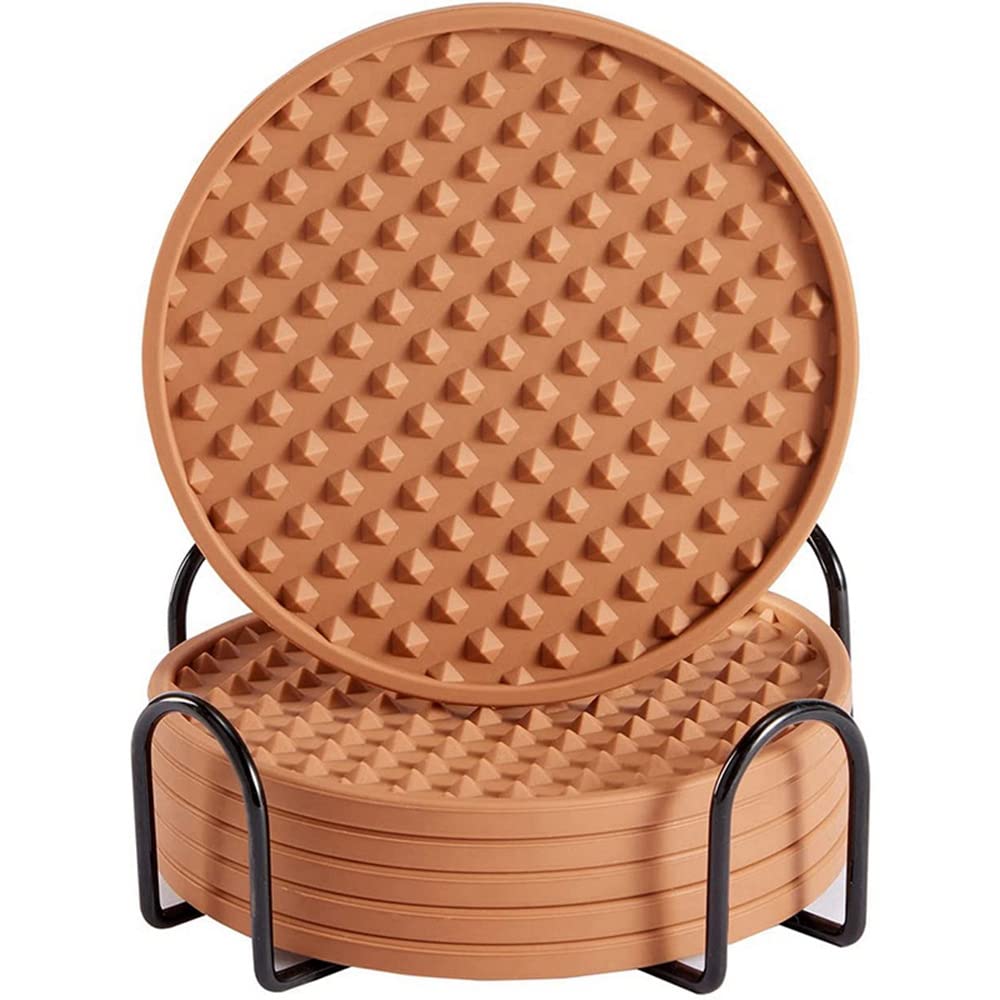 Set 6 Sottobicchieri In Silicone Antiscivolo Con Supporto | Perfetti Per Caffè, Scrivania, Regalo Pratico E Colorato