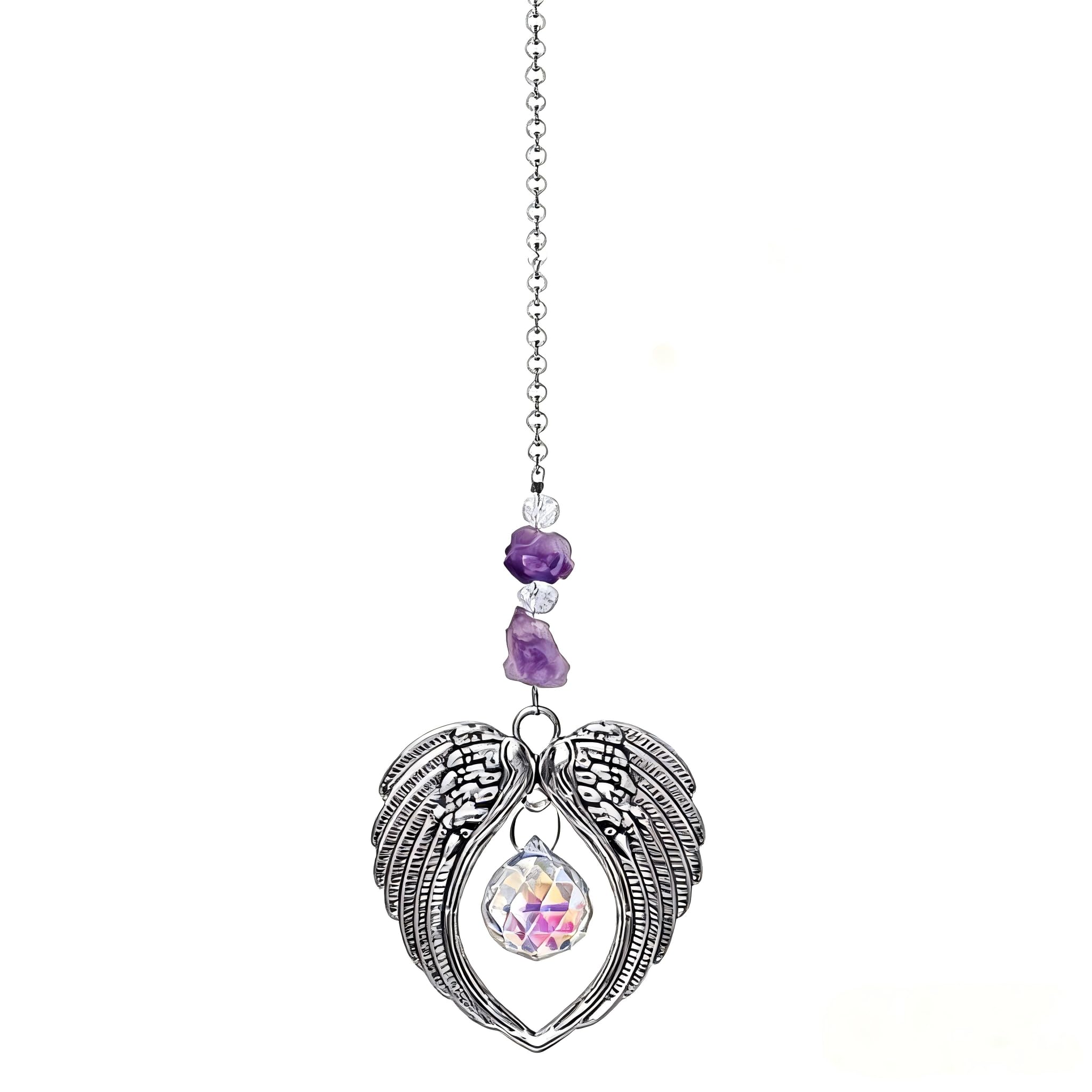 Tivleed Silver Metal Angel Wings Sun Catcher - Rainbow Reflection Hanging Decor For Garden, Window - Memorial Gift & Home Decoration (Silver)