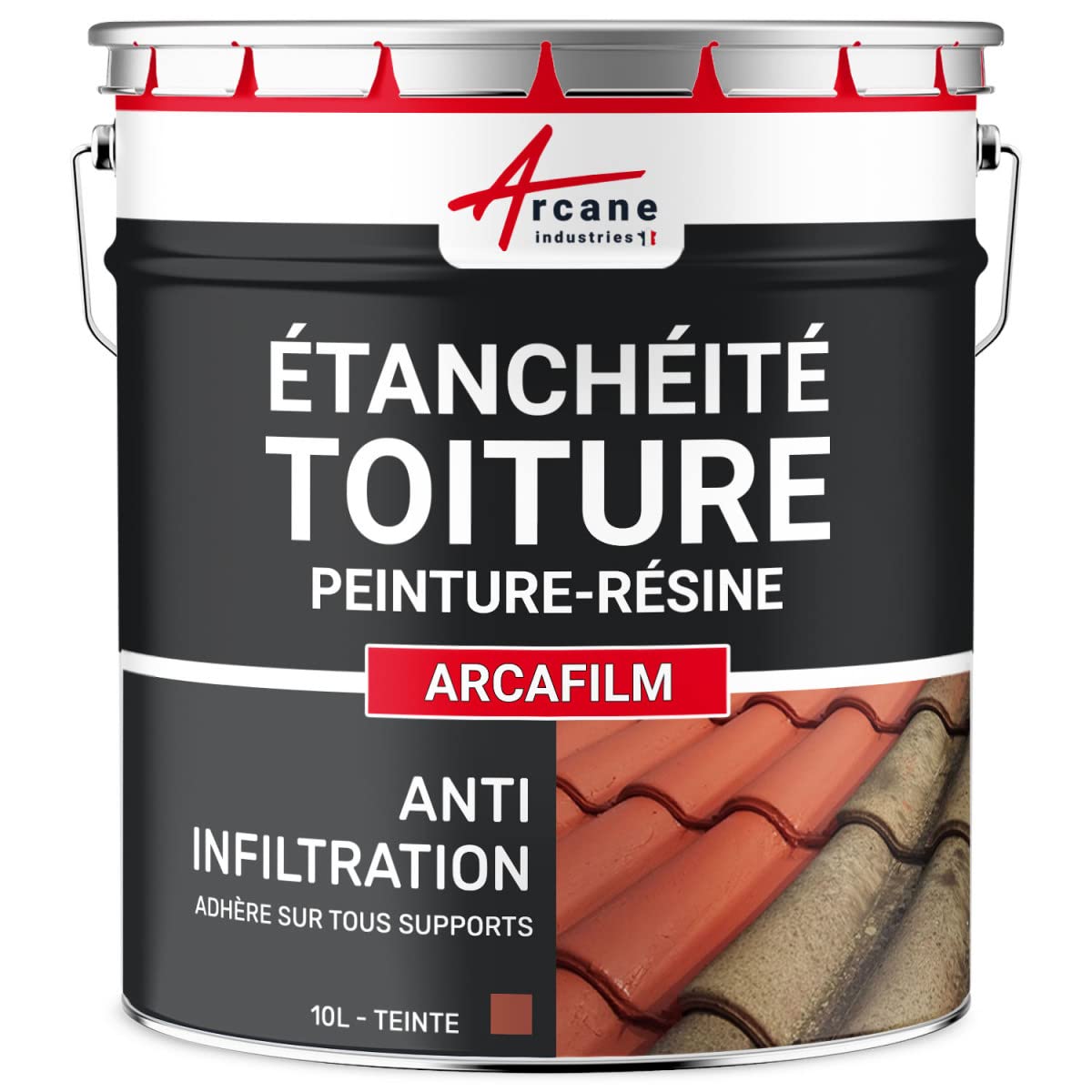 Étanchéité Toiture : Peinture résine d'étanchéité ARCAFILM pour Toit et Tuile - 10 L Tuile - ARCANE INDUSTRIES
