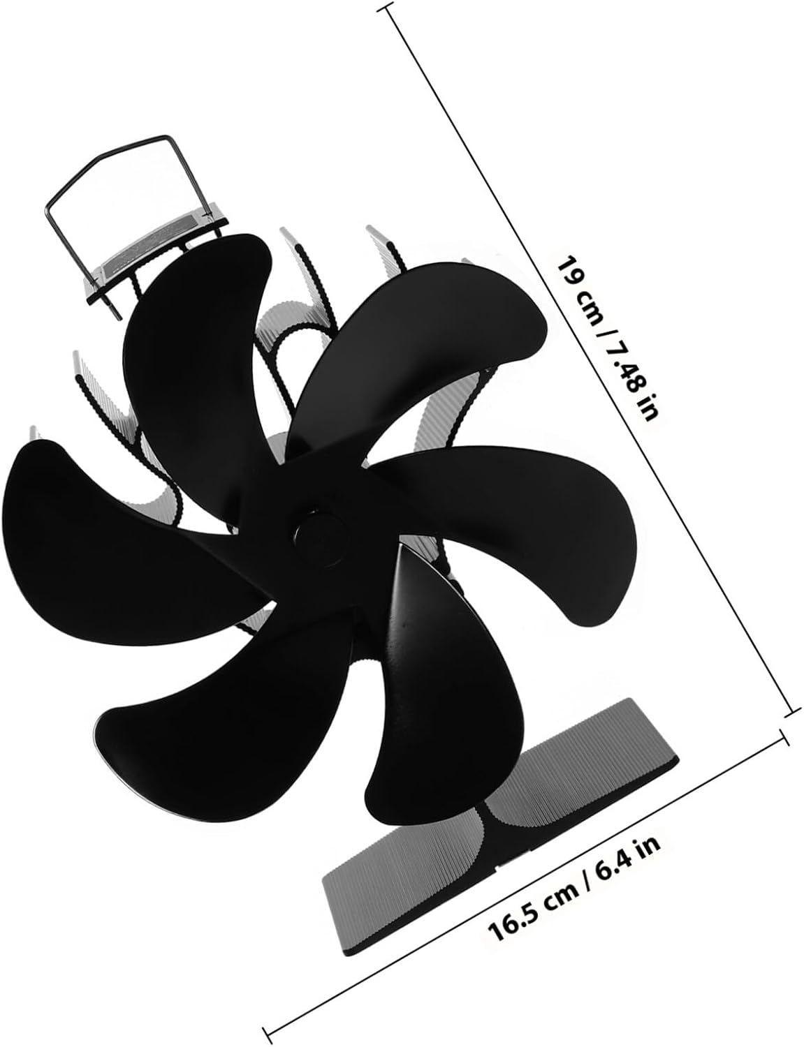 Operitacx Heat Powered Fireplace Fan 5 Blades, Silent Black Stove Fan for Home Use, Efficient Warm Air Circulation for Wood and Pellet Stoves