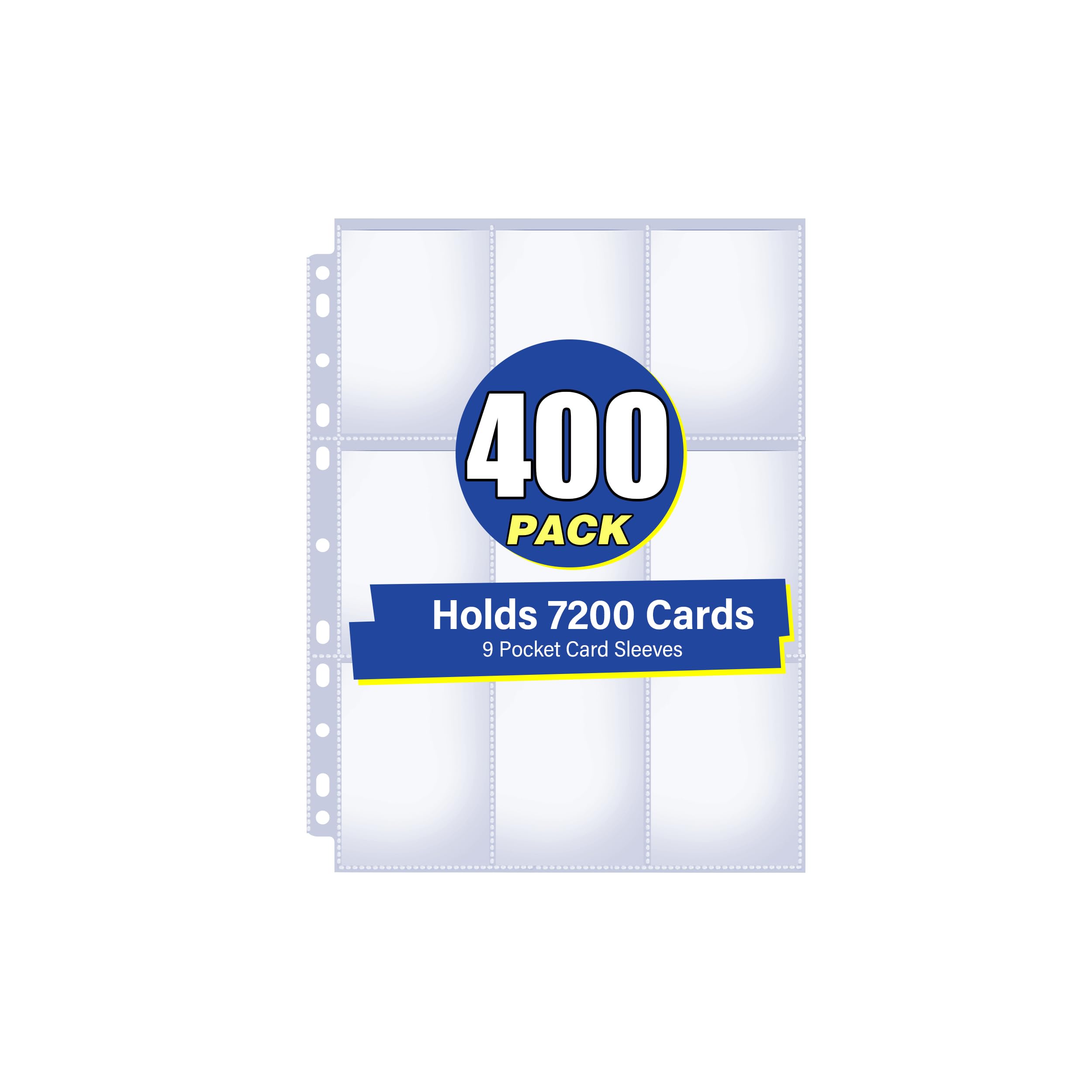 400 Pack 9 Pocket Card Sleeves Binder Sheets, Holds 7200 Cards
