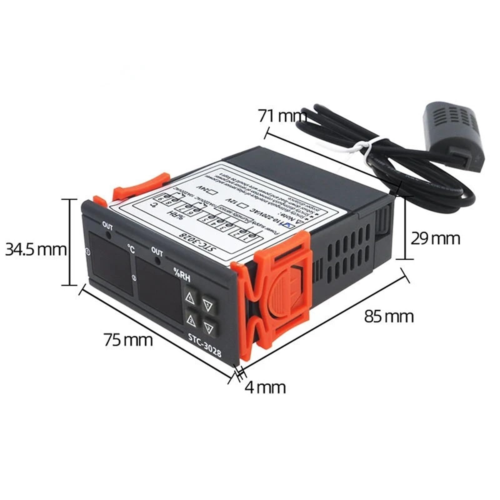 STC-3028 Doppio termostato digitale regolatore di temperatura e umidità termometro igrometro regolatore AC110-220V DC12V/24V 10A(12V)