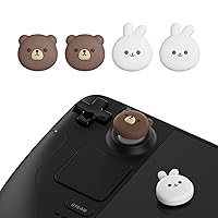 Vista 2 de PlayVital Thumb Grip Caps for Steam Deck LCD, Silicone Thumbsticks Grips Joystick Caps for Steam Deck OLED - Chubby Bear & Smiley Bunny