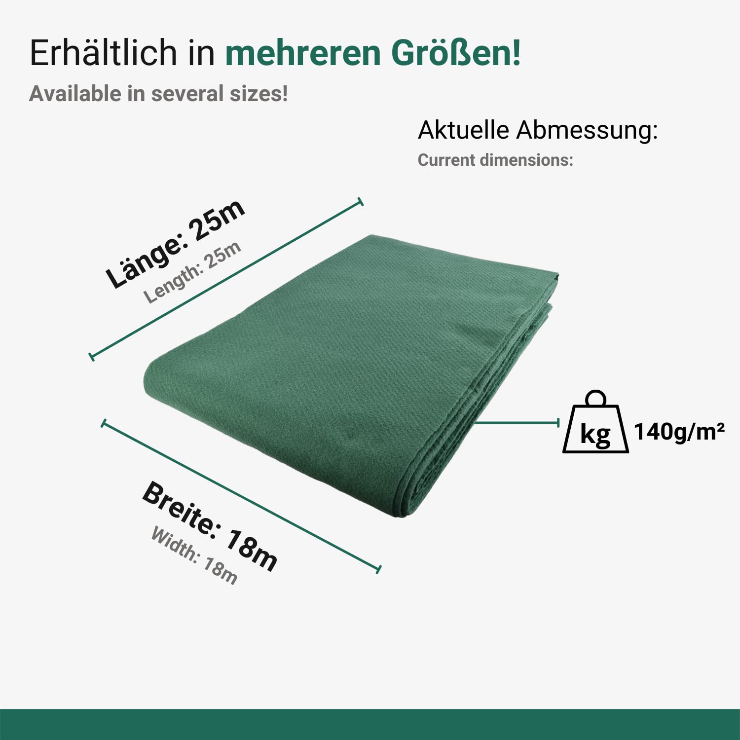 1 rollo de 18 x 25 m (= 450 m2) AGRIplus vellón de paja de vellón heno protector para balones de heno protección de heno protección vellón de protección contra heno