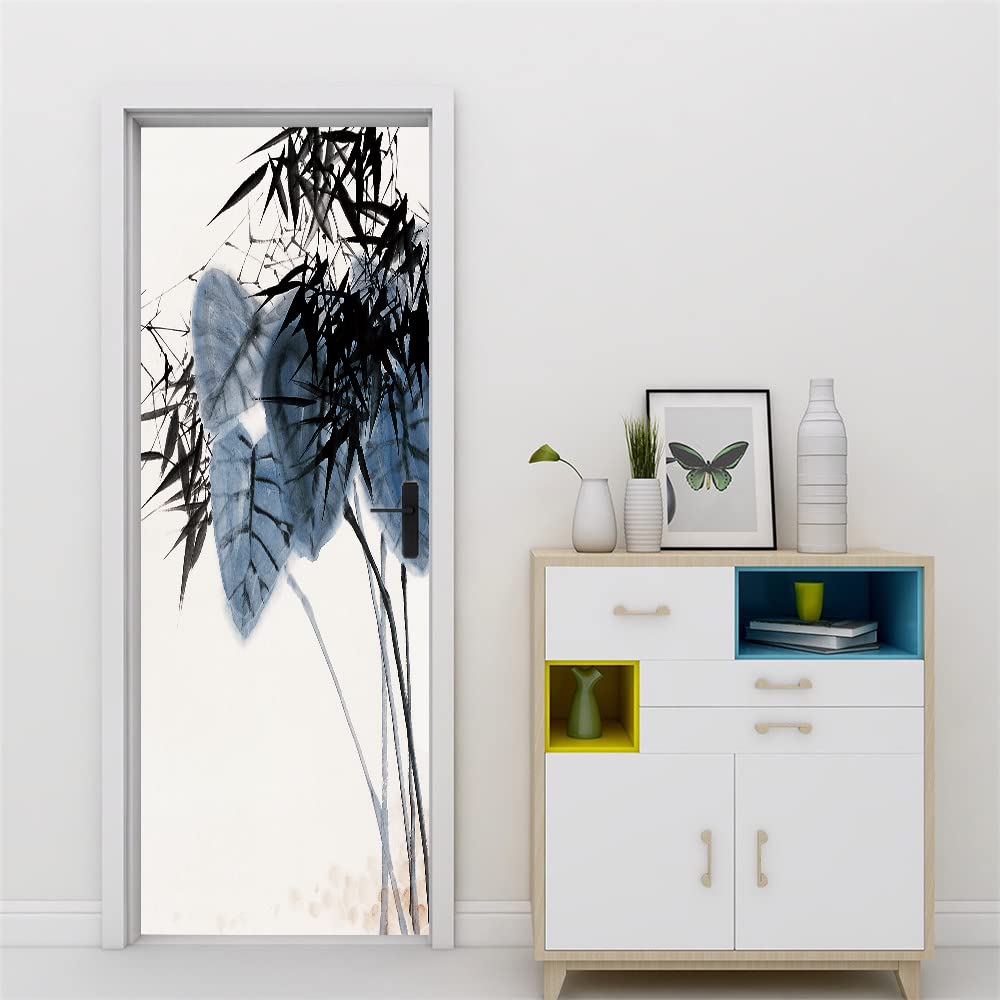 Autocollant porte 3D bambou 73x205 adhésif amovible cuisine