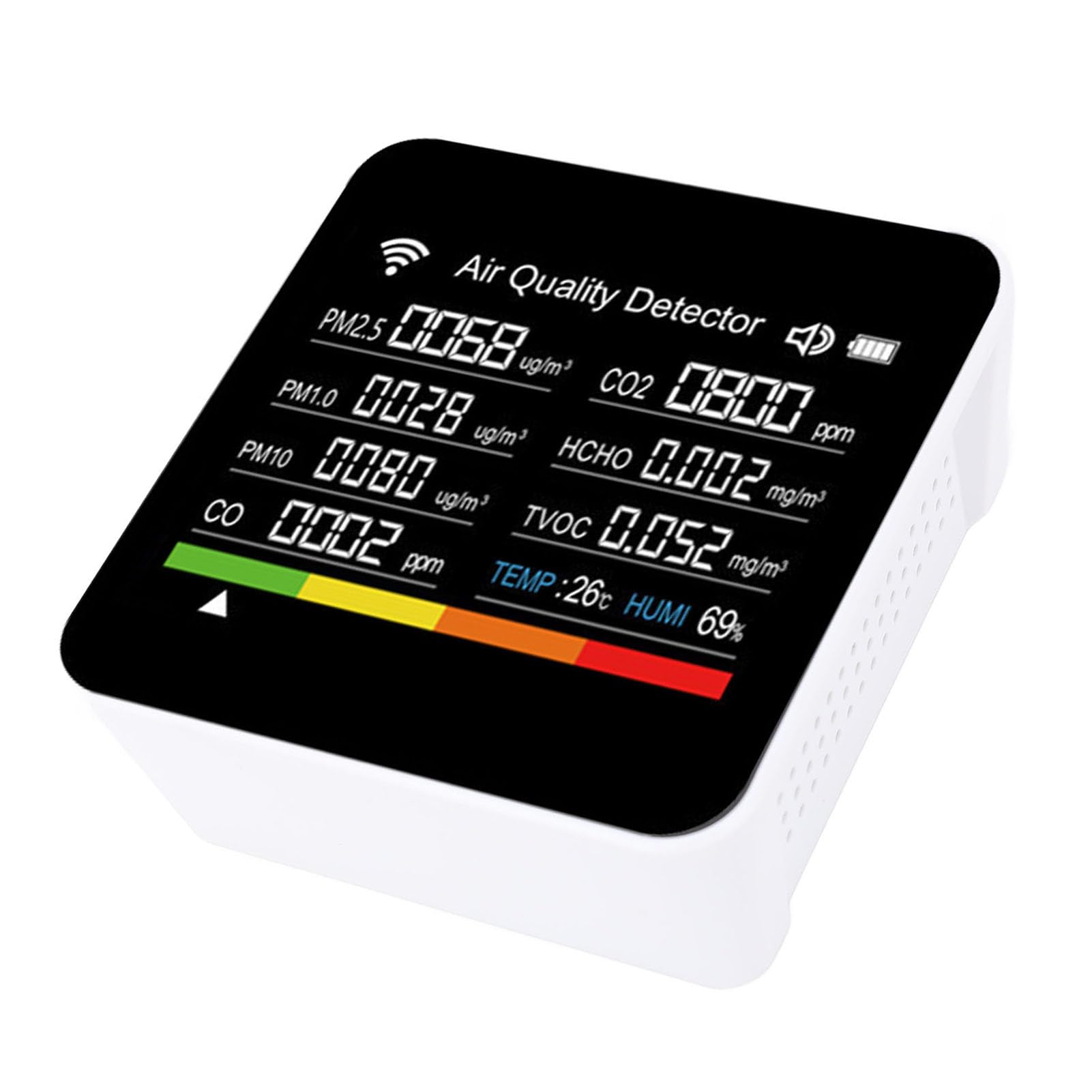 Generic 14 en 1 Probador de Calidad del Aire Pantalla PM2.5 Monitor Portátil Compacto para Viajar