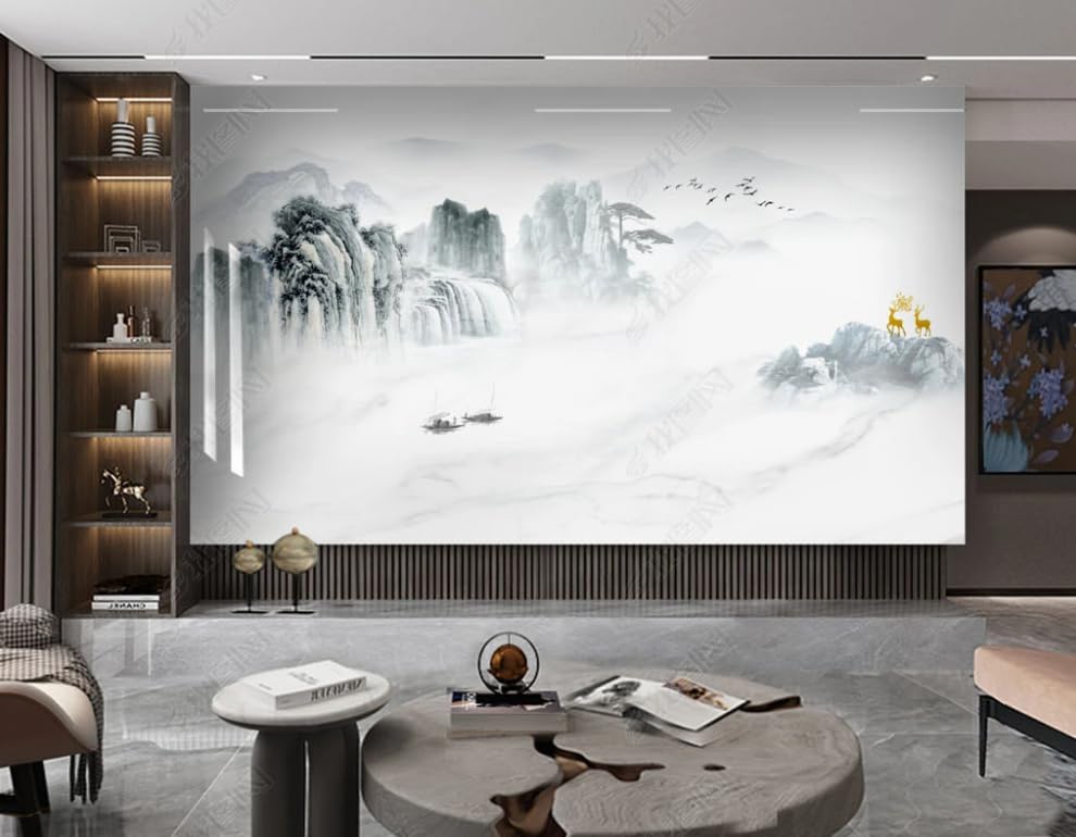 Papier peint intissé paysage en pierre de Chine pour masquer un grand mur