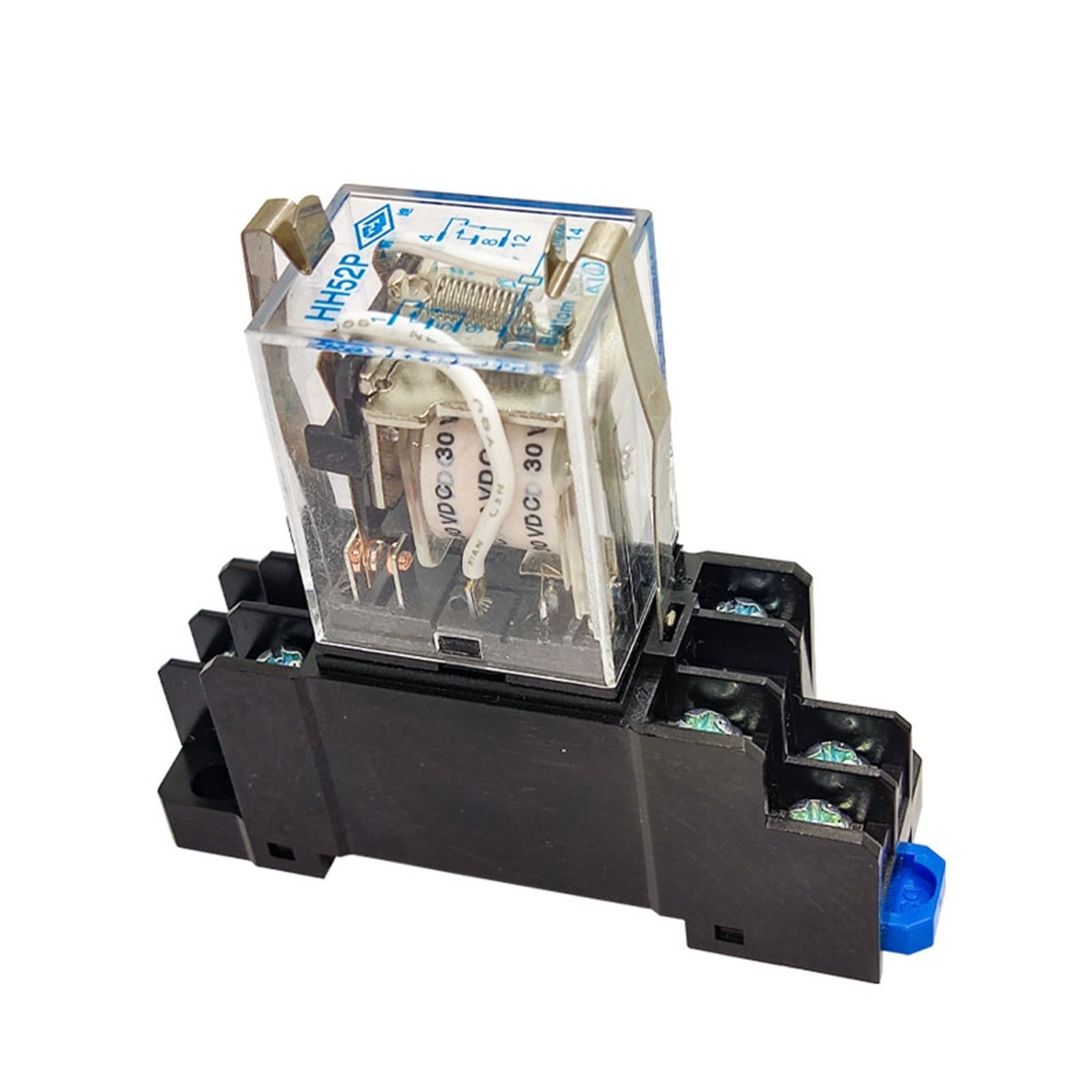 Części zamienne Przekaźnik elektromagnetyczny 1 szt. Mały elektromagnetyczny przekaźnik pośredni HH52P Kompletny zestaw 8-pinowy z podstawą (rozmiar: HH52P-DC48V)