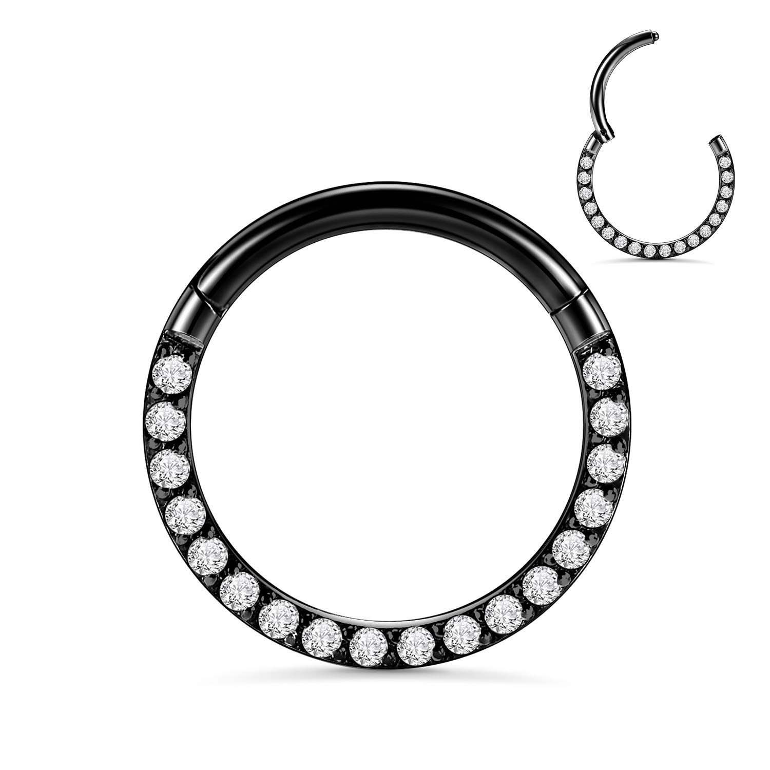 AROWRO 18G 16G 14G Nose Hoop Ring Septum Clicker Earrings CZ Opal Cartilage Conch Helix Tragus Hoop Earrings Daith Piercing Jewelry 316L Surgical Steel — view 18
