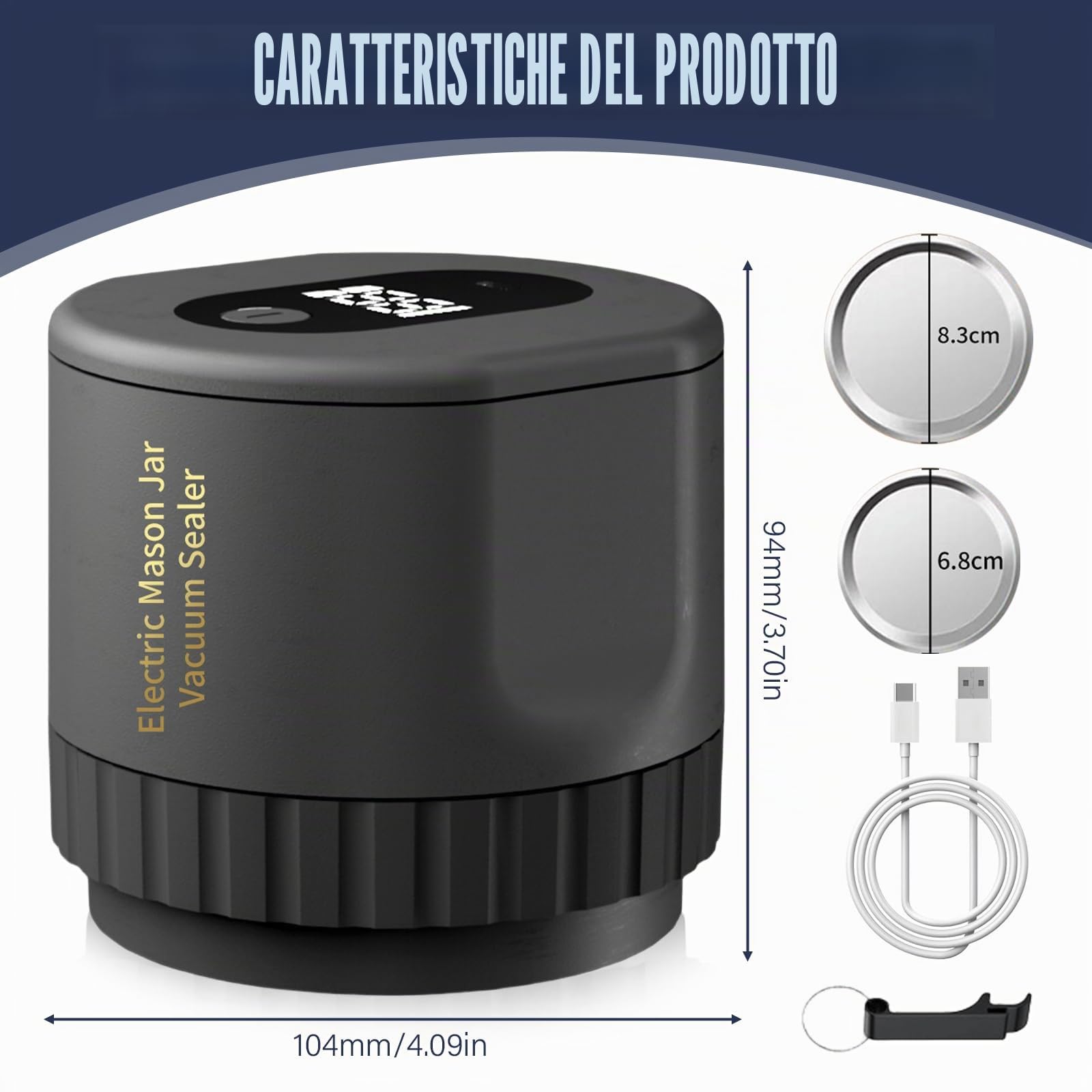 GBKDQQ Macchina sottovuoto elettrica per barattoli di conserve, macchina sottovuoto Mason, macchina per sottovuoto elettrica con 10 coperchi, set di sigillatura per conservare alimenti per barattoli