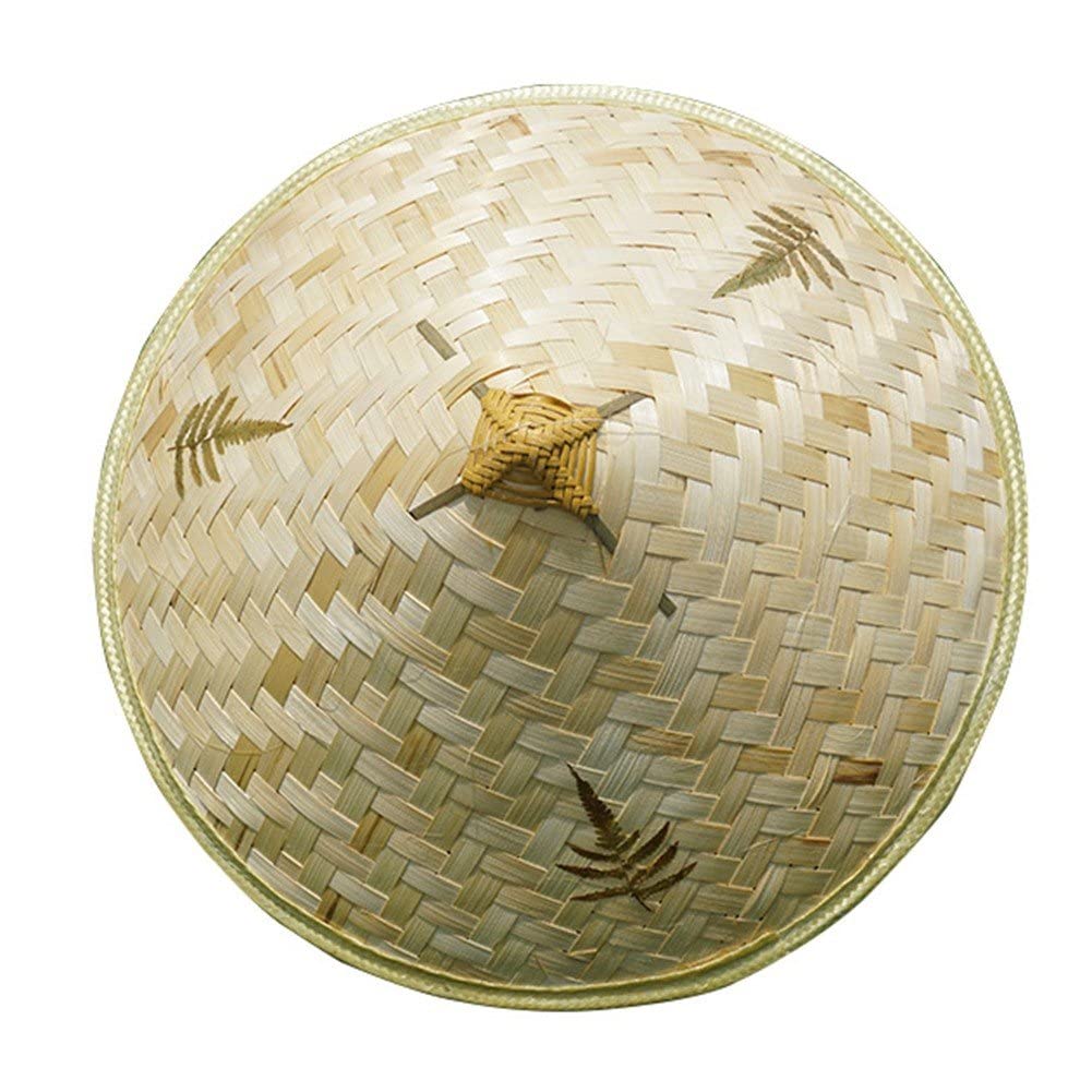Uzztfa Style1 Bamboo Rattan Hat Retro Handmade Weave Straw Hat Tourism Traveling Farm Cap Fishing Farmer Fisherman Sunshade Hat Conical Rice Hat