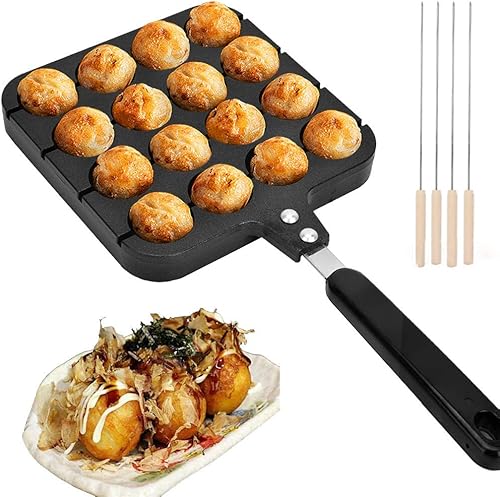 ANGGREK Takoyaki Pan Home Antiadherente Octopus Balls Pan Takoyaki Grill Pan Pan Pan Bandeja de cocina Bandeja de hornear con 4 herramientas