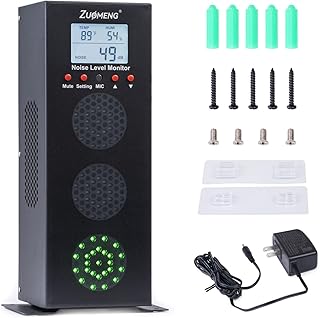 Noise Detector with Traffic Light Alert & Adjustable dB Threshold & Volume, Temp & Humidity Display, Metal Housing, for Classroom Noise Control, Fun Interaction for Easy Noise Management