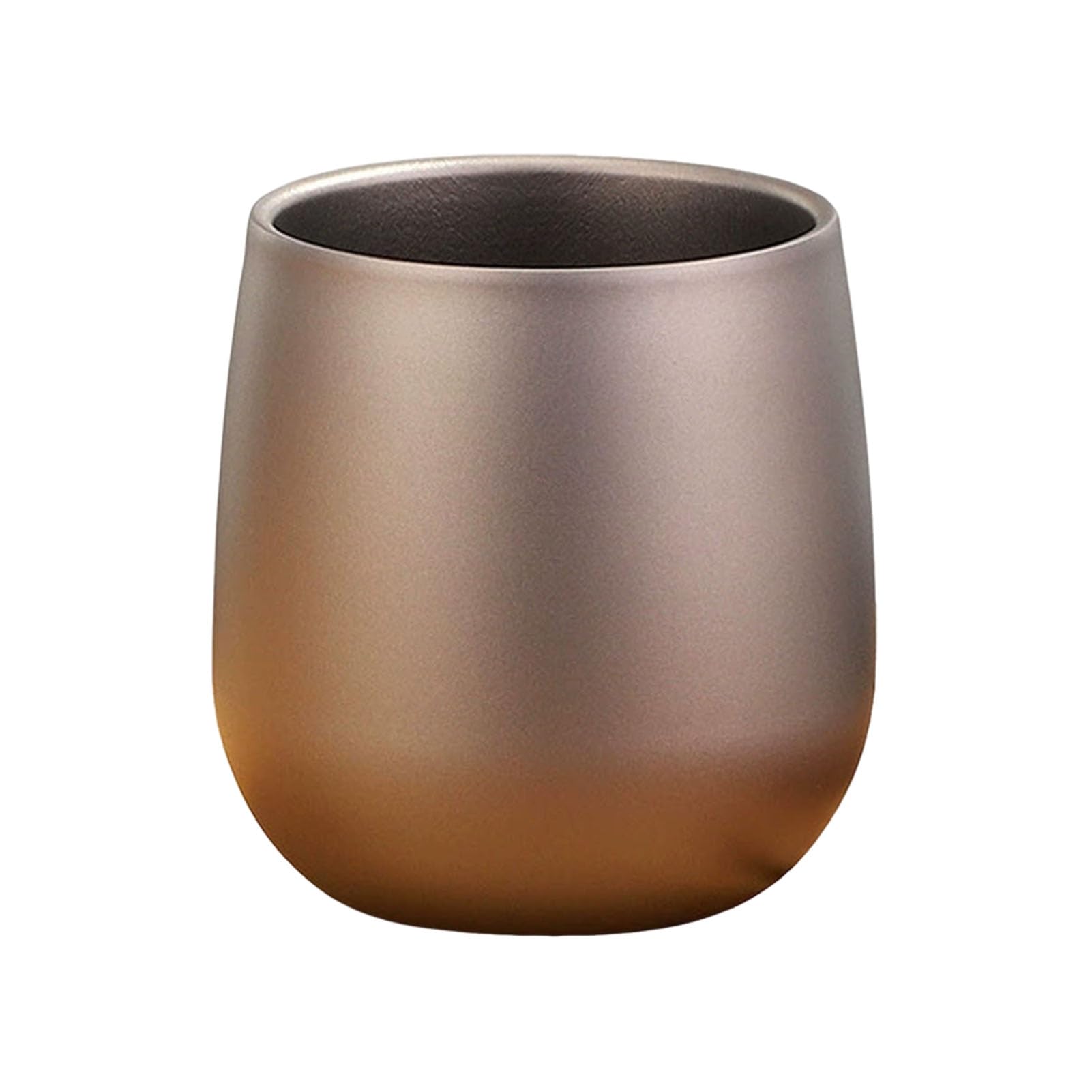 Pure Cup, Double Layer Vacuum Insulated Tumbler with Iced Electroplated Finish, 260ml Egg Shape Camping Mug for Outdoor
